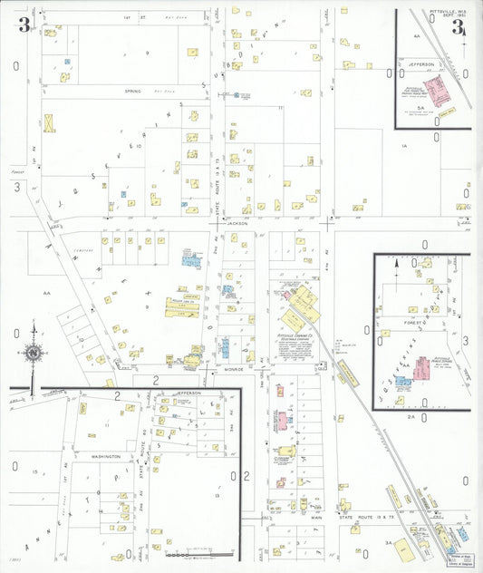 Sanborn Fire Insurance Map from Pittsville, Wood County, Wisconsin (1951), Sheet #0003 - Historic Sanborn Fire Insurance Map Print, vintage old map wall art, antique decor, genealogy gift, Wisconsin Wisconsin map