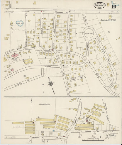Sanborn Fire Insurance Map from Belmont, Middlesex County, Massachusetts (1915), Sheet #0010 - Complete Map Set gallery image, historic Sanborn map, vintage wall art, Massachusetts Massachusetts