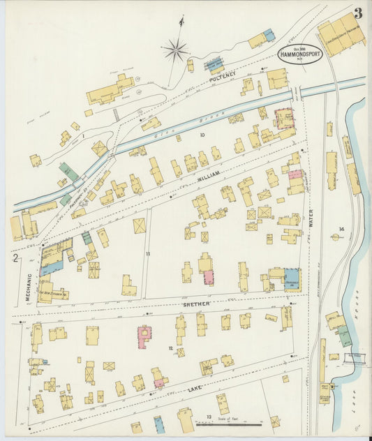 Sanborn Fire Insurance Map from Hammondsport, Steuben County, New York (1898), Sheet #0003 - Historic Sanborn Fire Insurance Map Print, vintage old map wall art, antique decor, genealogy gift, New York New York map