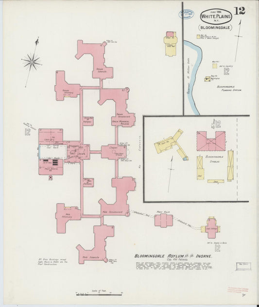 Sanborn Fire Insurance Map from White Plains, Westchester County, New York (1894), Sheet #0012 - Historic Sanborn Fire Insurance Map Print, vintage old map wall art, antique decor, genealogy gift, New York New York map