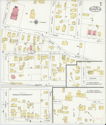 Sanborn Fire Insurance Map from Hoosick Falls, Rensselaer County, New York (1910), Sheet #0007 - Complete Map Set gallery image, historic Sanborn map, vintage wall art, New York New York