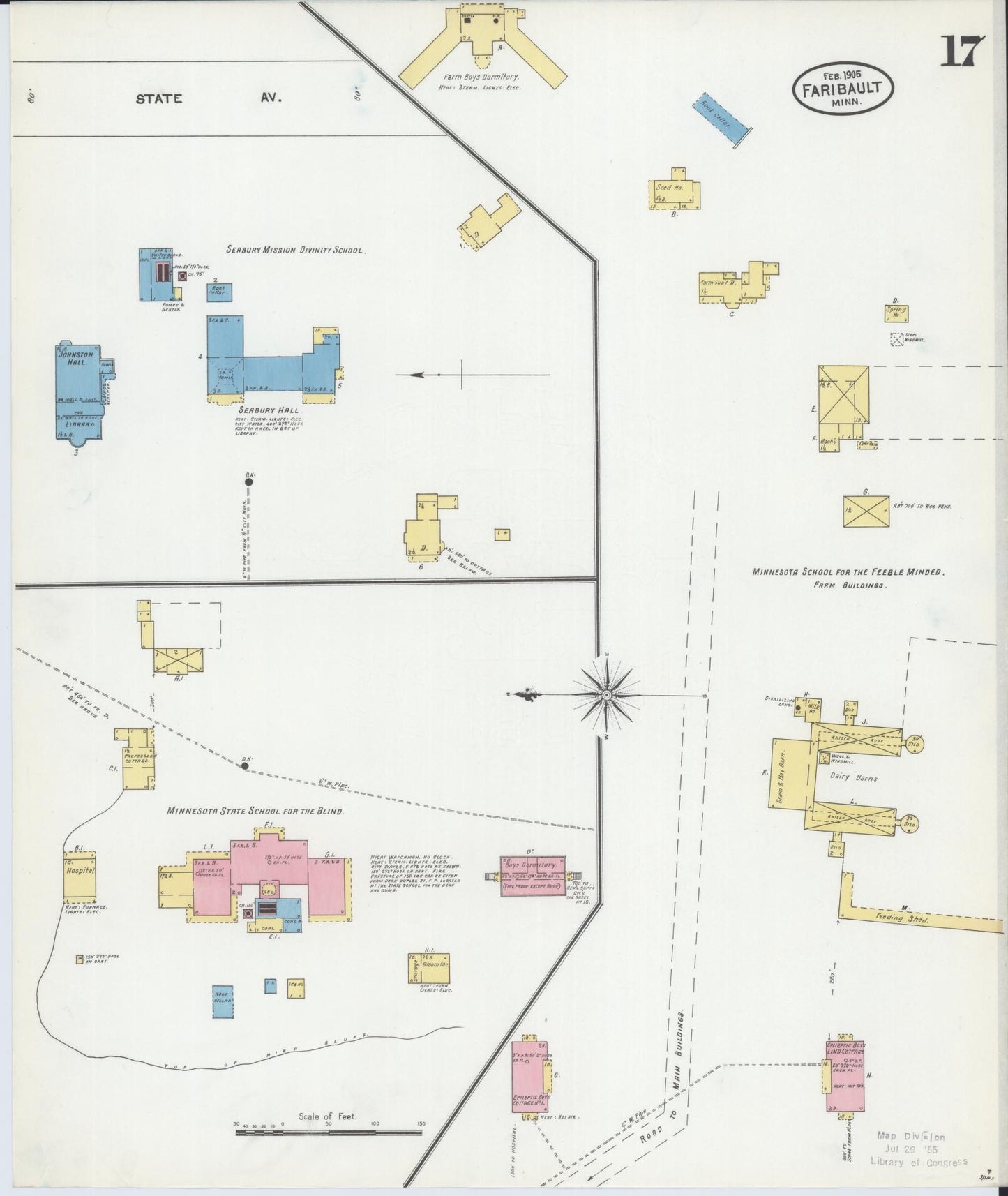 Sanborn Fire Insurance Map from Faribault, Rice County, Minnesota (1905), Sheet #0017 - Complete Map Set gallery image, historic Sanborn map, vintage wall art, Minnesota Minnesota