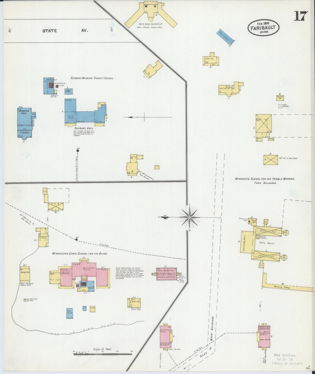 Sanborn Fire Insurance Map from Faribault, Rice County, Minnesota (1905), Sheet #0017 - Complete Map Set gallery image, historic Sanborn map, vintage wall art, Minnesota Minnesota