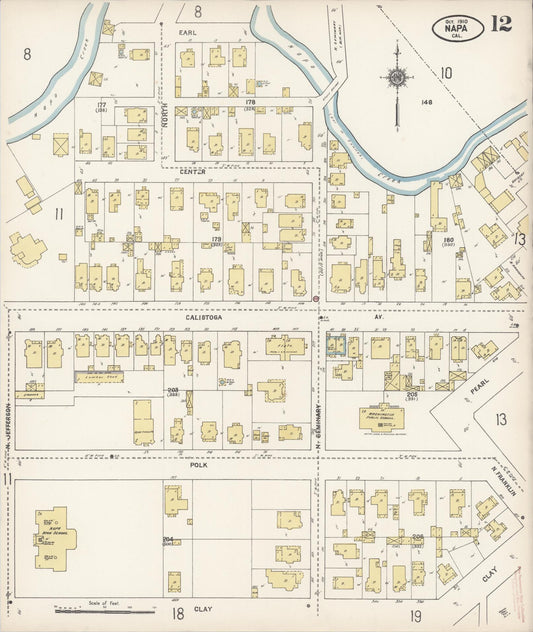 Sanborn Fire Insurance Map from Napa, Napa County, California (1910), Sheet #0012 - Historic Sanborn Fire Insurance Map Print, vintage old map wall art, antique decor, genealogy gift, California California map