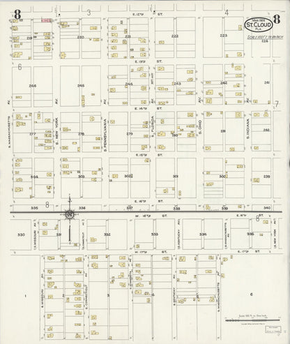 Sanborn Fire Insurance Map from Saint Cloud, Osceola County, Florida (1924), Sheet #0008 - Historic Sanborn Fire Insurance Map Print, vintage old map wall art, antique decor, genealogy gift, Florida Florida map