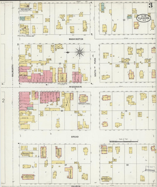 Sanborn Fire Insurance Map from Elkhorn, Walworth County, Wisconsin (1898), Sheet #0003 - Historic Sanborn Fire Insurance Map Print, vintage old map wall art, antique decor, genealogy gift, Wisconsin Wisconsin map