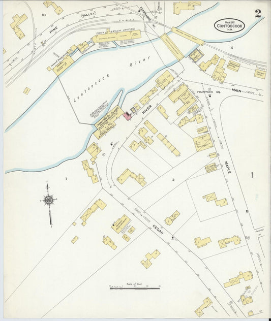 Sanborn Fire Insurance Map from Contoocook, Merrimack County, New Hampshire (1911), Sheet #0002 - Historic Sanborn Fire Insurance Map Print, vintage old map wall art, antique decor, genealogy gift, New Hampshire New Hampshire map