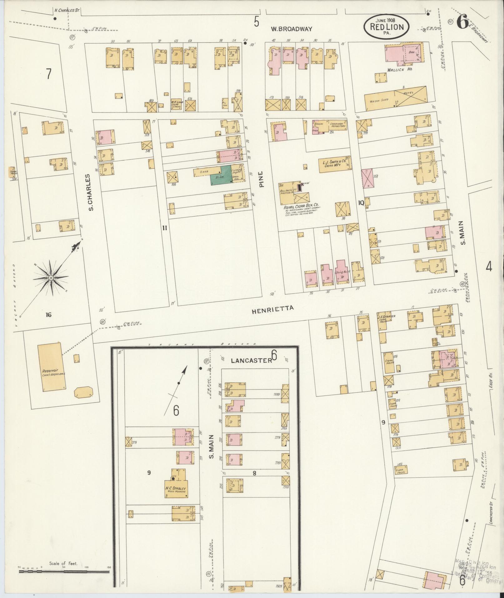 Sanborn Fire Insurance Map from Red Lion, York County, Pennsylvania (1908), Sheet #0006 - Complete Map Set gallery image, historic Sanborn map, vintage wall art, Pennsylvania Pennsylvania