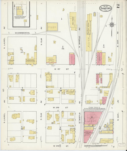 Sanborn Fire Insurance Map from Sanford, Seminole County, Florida (1917), Sheet #0002 - Historic Sanborn Fire Insurance Map Print, vintage old map wall art, antique decor, genealogy gift, Florida Florida map