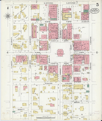 Sanborn Fire Insurance Map from Marion, Williamson County, Illinois (1906), Sheet #0005 - Complete Map Set gallery image, historic Sanborn map, vintage wall art, Illinois Illinois