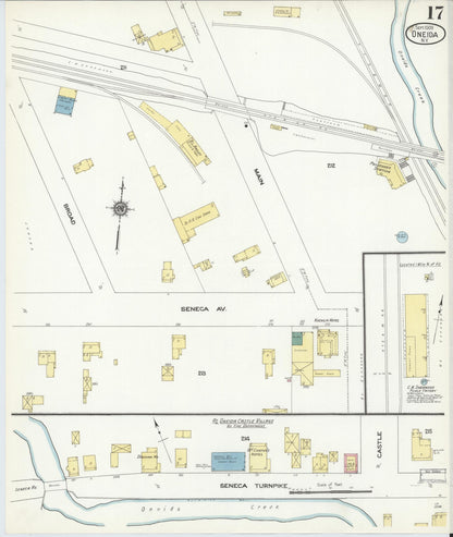 Sanborn Fire Insurance Map from Oneida, Madison County, New York (1909), Sheet #0017 - Historic Sanborn Fire Insurance Map Print, vintage old map wall art, antique decor, genealogy gift, New York New York map