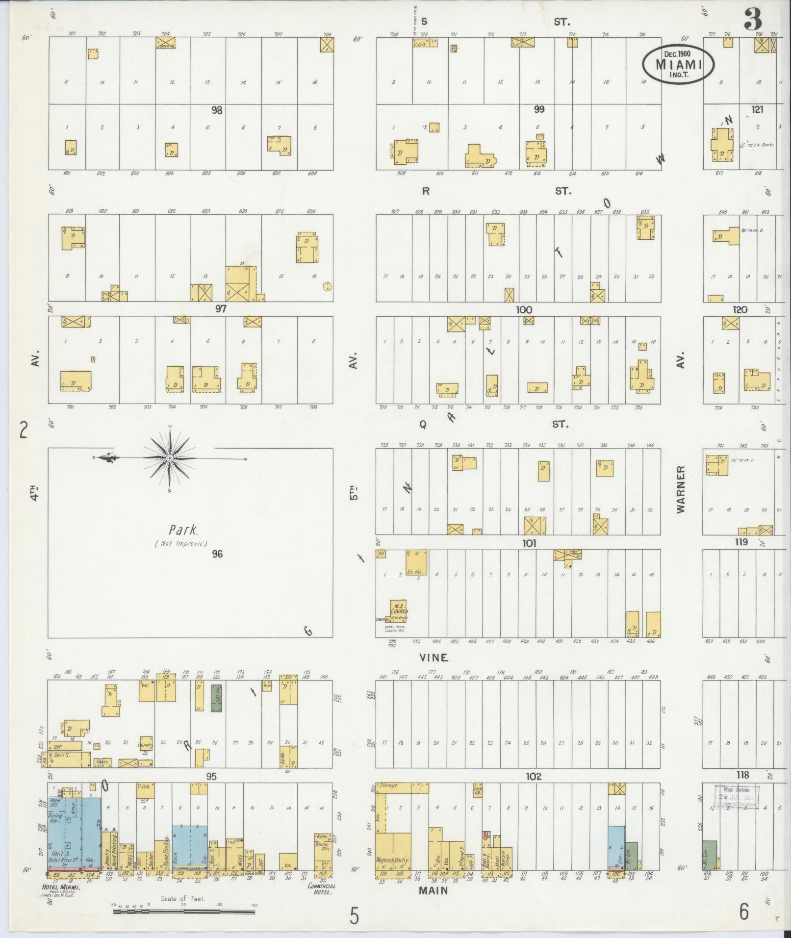 Sanborn Fire Insurance Map from Miami, Ottawa County, Oklahoma (1900), Sheet #0003 - Historic Sanborn Fire Insurance Map Print, vintage old map wall art, antique decor, genealogy gift, Oklahoma Oklahoma map