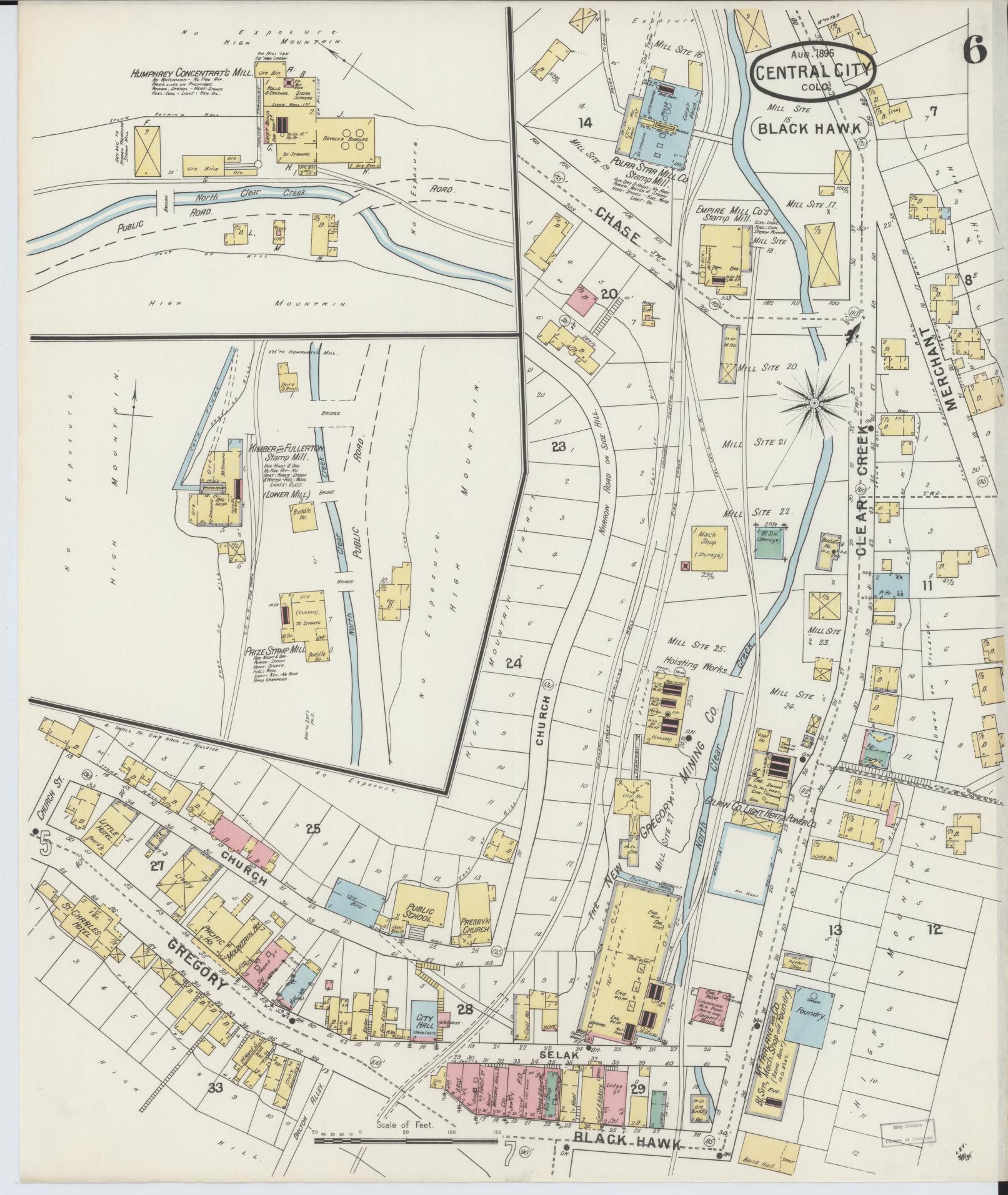 Sanborn Fire Insurance Map from Central City, Gilpin County, Colorado (1895), Sheet #0006 - Complete Map Set gallery image, historic Sanborn map, vintage wall art, Colorado Colorado