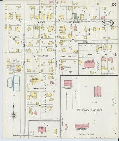 Sanborn Fire Insurance Map from Alliance, Stark County, Ohio (1898), Sheet #0013 - Complete Map Set gallery image, historic Sanborn map, vintage wall art, Ohio Ohio