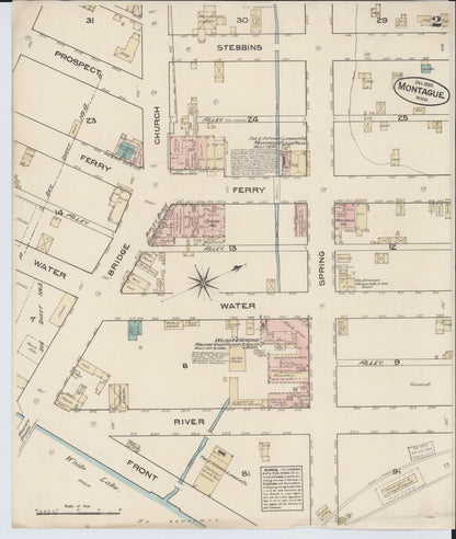 Sanborn Fire Insurance Map from Montague, Muskegon County, Michigan (1883), Sheet #0002 - Historic Sanborn Fire Insurance Map Print, vintage old map wall art, antique decor, genealogy gift, Michigan Michigan map