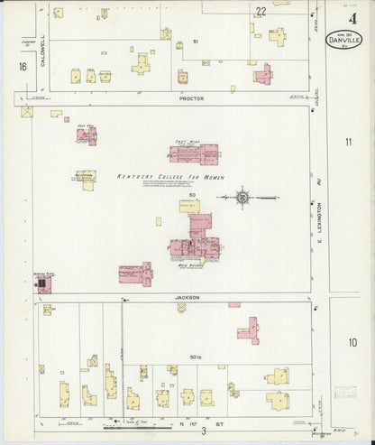 Sanborn Fire Insurance Map from Danville, Boyle County, Kentucky (1914), Sheet #0004 - Complete Map Set gallery image, historic Sanborn map, vintage wall art, Kentucky Kentucky