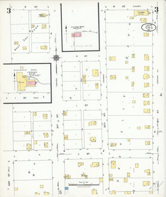 Sanborn Fire Insurance Map from Ord, Valley County, Nebraska (1924), Sheet #0003 - Historic Sanborn Fire Insurance Map Print, vintage old map wall art, antique decor, genealogy gift, Nebraska Nebraska map