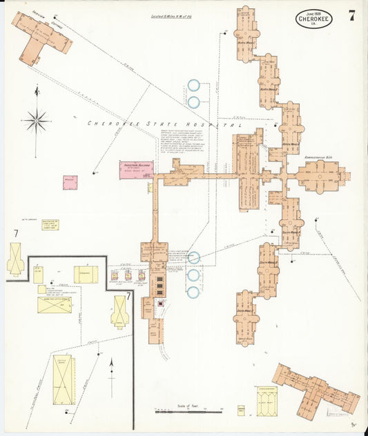 Sanborn Fire Insurance Map from Cherokee, Cherokee County, Iowa (1909), Sheet #0007 - Historic Sanborn Fire Insurance Map Print, vintage old map wall art