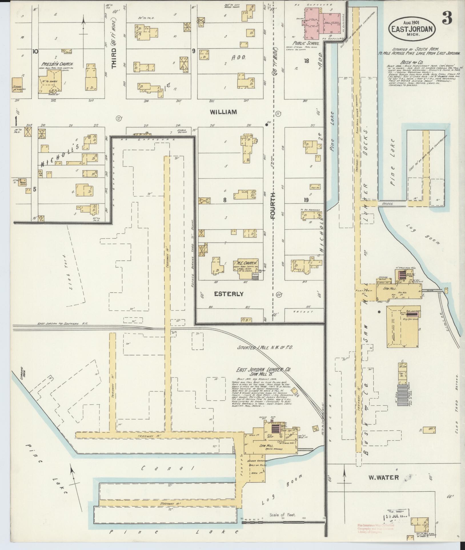 Sanborn Fire Insurance Map from East Jordan, Charlevoix County, Michigan (1901), Sheet #0003 - Complete Map Set gallery image, historic Sanborn map, vintage wall art, Michigan Michigan