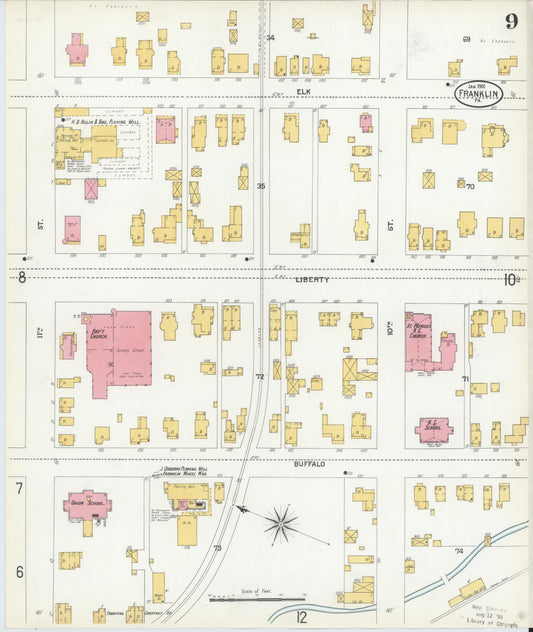 Sanborn Fire Insurance Map from Franklin, Venango County, Pennsylvania (1901), Sheet #0009 - Historic Sanborn Fire Insurance Map Print, vintage old map wall art, antique decor, genealogy gift, Pennsylvania Pennsylvania map