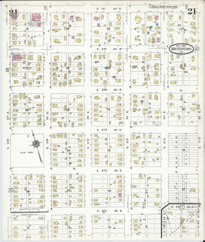 Sanborn Fire Insurance Map from Watertown, Codington County, South Dakota (1923), Sheet #0021 - Complete Map Set gallery image, historic Sanborn map, vintage wall art, South Dakota South Dakota