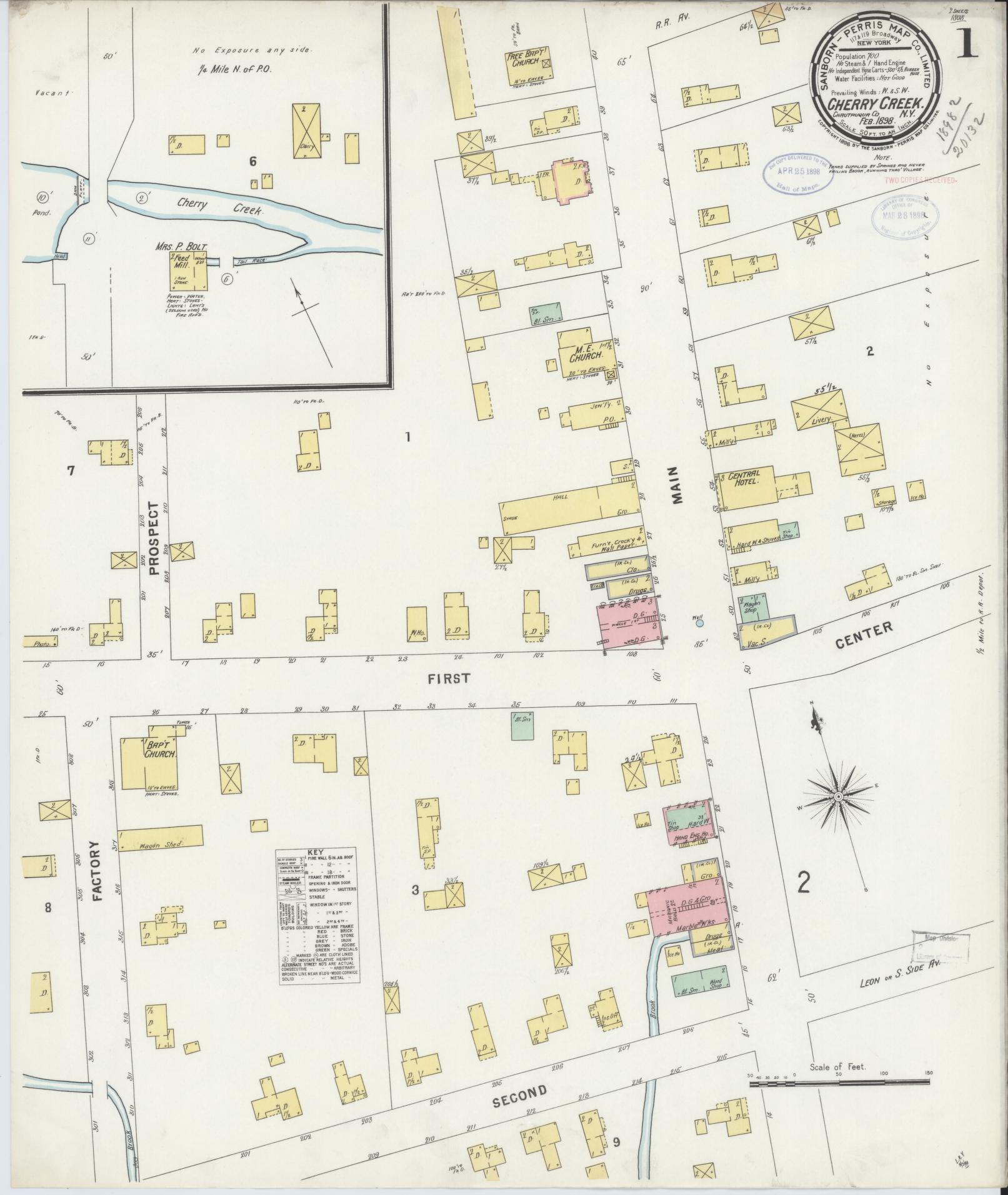 Sanborn Fire Insurance Map from Cherry Creek, Chautauqua County, New York. (1898) – Historic Sanborn Fire Insurance Map Print