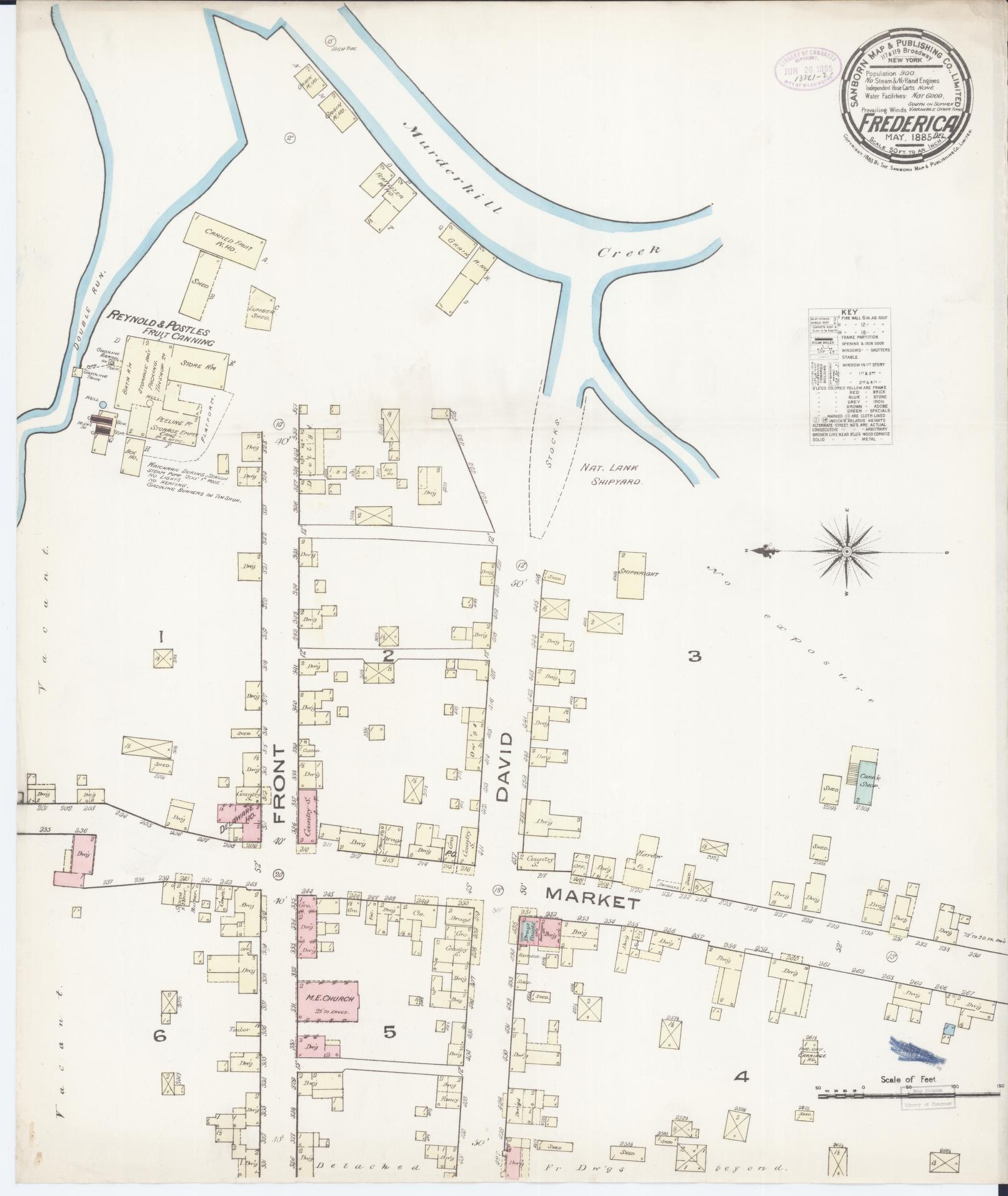Sanborn Fire Insurance Map from Frederica, Kent County, Delaware. (1885) – Historic Sanborn Fire Insurance Map Print