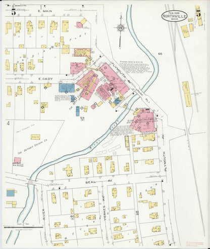 Sanborn Fire Insurance Map from Northville, Wayne County, Michigan (1926), Sheet #0005 - Historic Sanborn Fire Insurance Map Print, vintage old map wall art, antique decor, genealogy gift, Michigan Michigan map