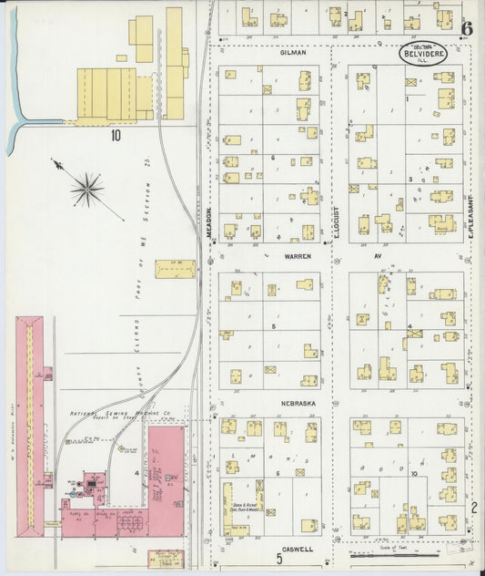 Sanborn Fire Insurance Map from Belvidere, Boone County, Illinois (1904), Sheet #0006 - Historic Sanborn Fire Insurance Map Print, vintage old map wall art, antique decor, genealogy gift, Illinois Illinois map