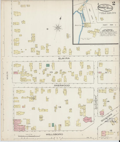 Sanborn Fire Insurance Map from Mansfield, Tioga County, Pennsylvania (1885), Sheet #0002 - Complete Map Set gallery image, historic Sanborn map, vintage wall art, Pennsylvania Pennsylvania