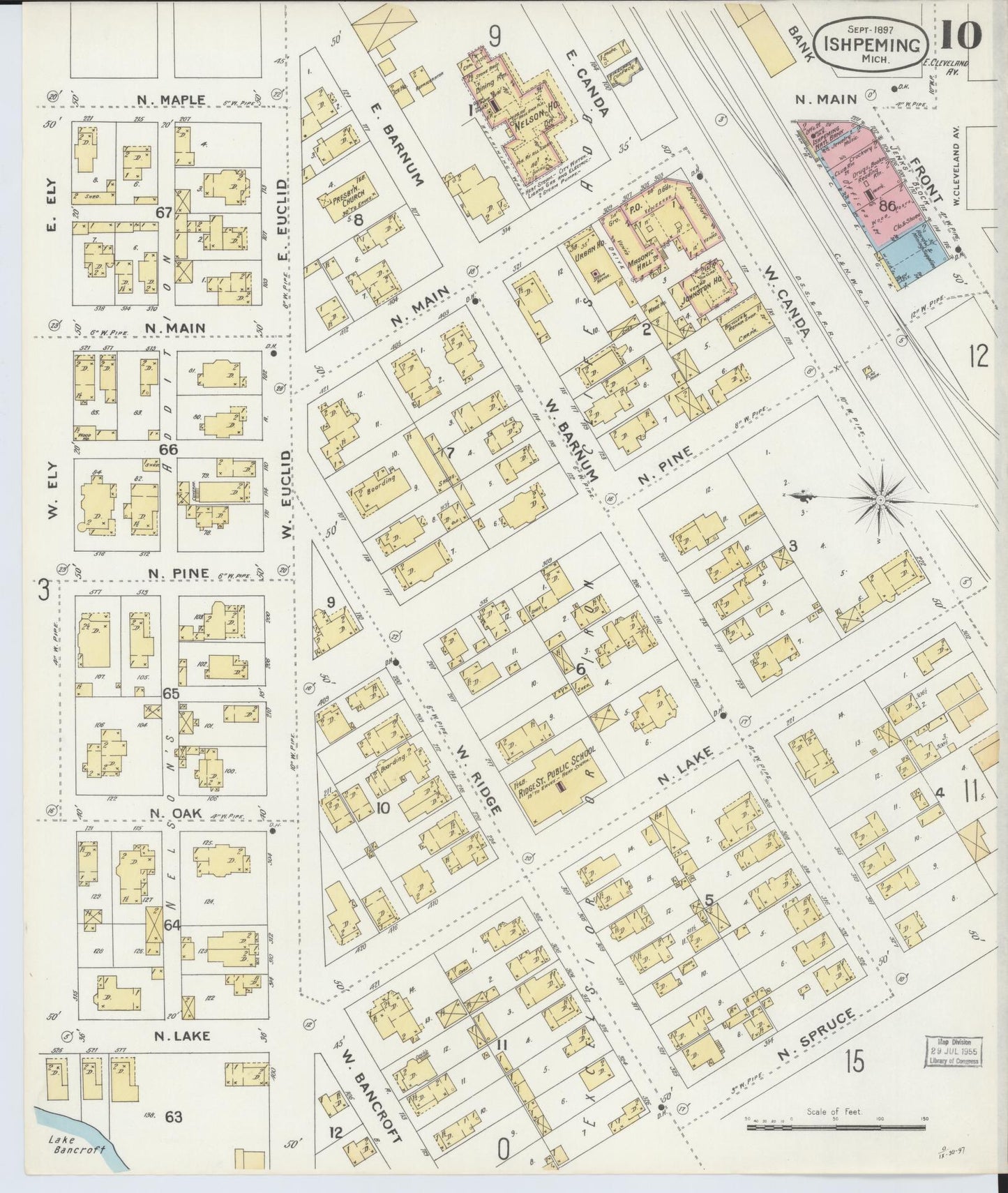 Sanborn Fire Insurance Map from Ishpeming, Marquette County, Michigan (1897), Sheet #0010 - Historic Sanborn Fire Insurance Map Print, vintage old map wall art, antique decor, genealogy gift, Michigan Michigan map