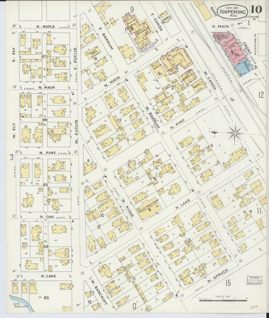 Sanborn Fire Insurance Map from Ishpeming, Marquette County, Michigan (1897), Sheet #0010 - Historic Sanborn Fire Insurance Map Print, vintage old map wall art, antique decor, genealogy gift, Michigan Michigan map