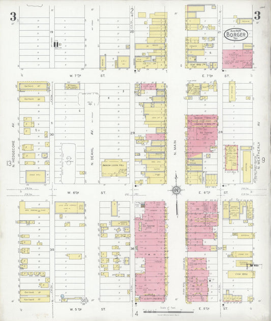 Sanborn Fire Insurance Map from Borger, Hutchinson County, Texas (1928), Sheet #0003 - Historic Sanborn Fire Insurance Map Print, vintage old map wall art, antique decor, genealogy gift, Texas Texas map
