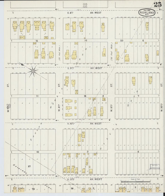 Sanborn Fire Insurance Map from Ashland, Ashland County, Wisconsin (1895), Sheet #0025 - Historic Sanborn Fire Insurance Map Print, vintage old map wall art, antique decor, genealogy gift, Wisconsin Wisconsin map