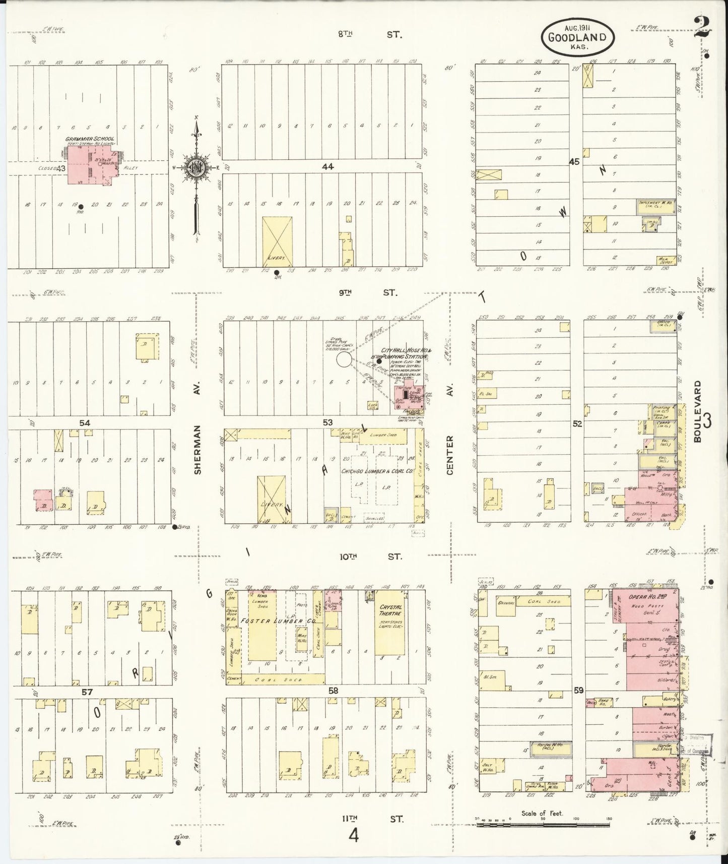 Sanborn Fire Insurance Map from Goodland, Sherman County, Kansas (1911), Sheet #0002 - Historic Sanborn Fire Insurance Map Print, vintage old map wall art, antique decor, genealogy gift, Kansas Kansas map