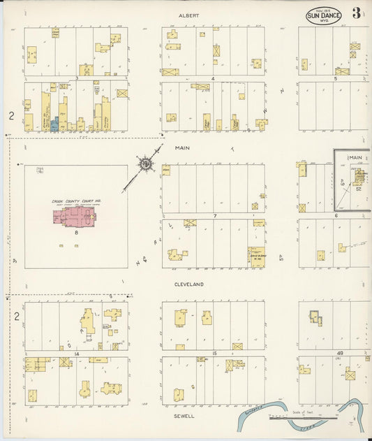 Sanborn Fire Insurance Map from Sundance, Crook County, Wyoming (1912), Sheet #0003 - Historic Sanborn Fire Insurance Map Print, vintage old map wall art, antique decor, genealogy gift, Wyoming Wyoming map