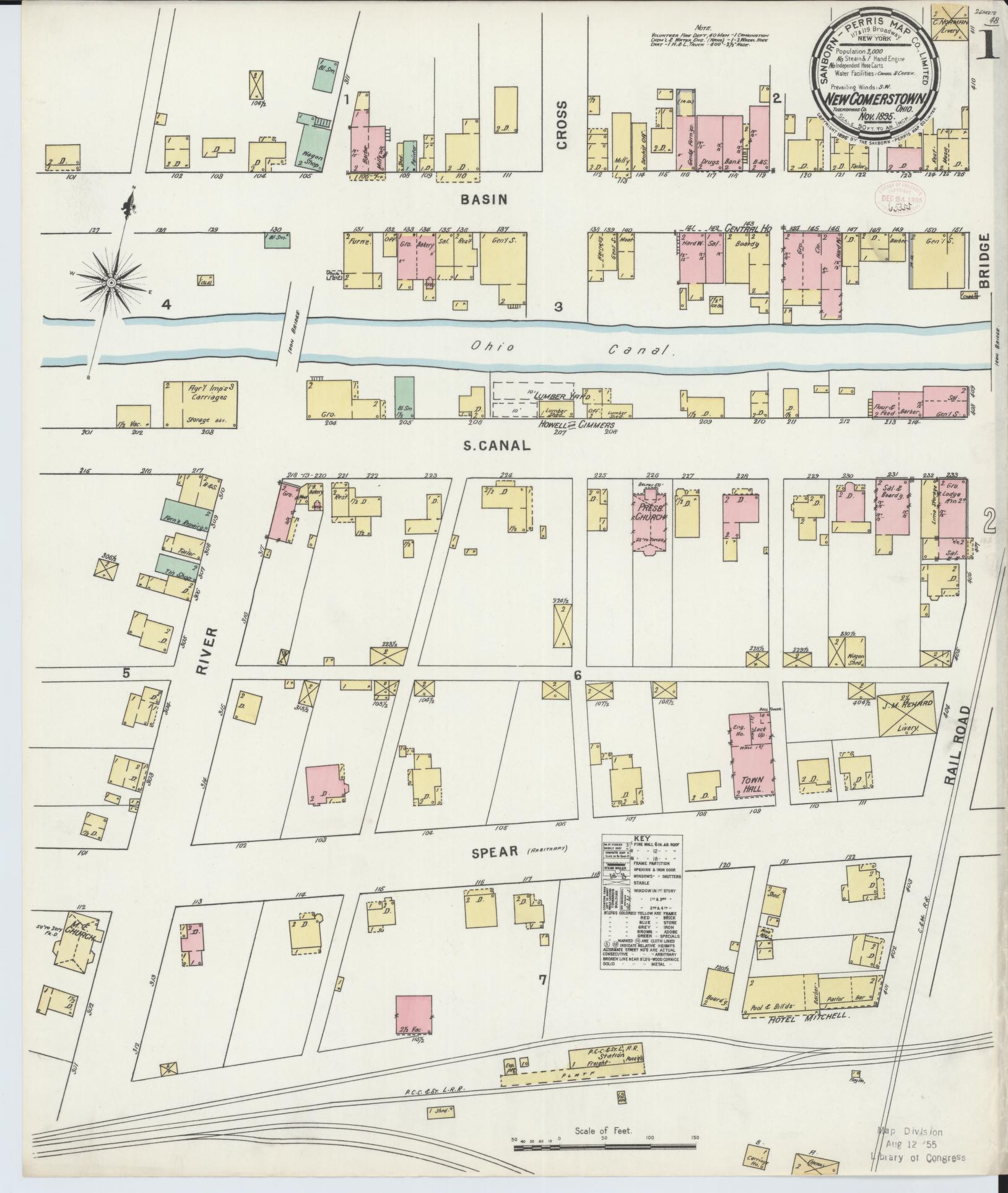 Sanborn Fire Insurance Map from Newcomerstown, Tuscarawas County, Ohio (1895), Sheet #0001 - Complete Map Set gallery image, historic Sanborn map, vintage wall art, Ohio Ohio