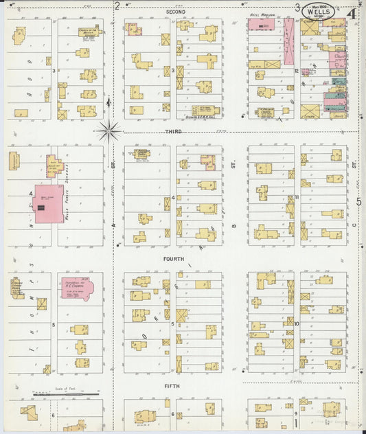 Sanborn Fire Insurance Map from Wells, Faribault County, Minnesota (1900), Sheet #0004 - Historic Sanborn Fire Insurance Map Print, vintage old map wall art, antique decor, genealogy gift, Minnesota Minnesota map