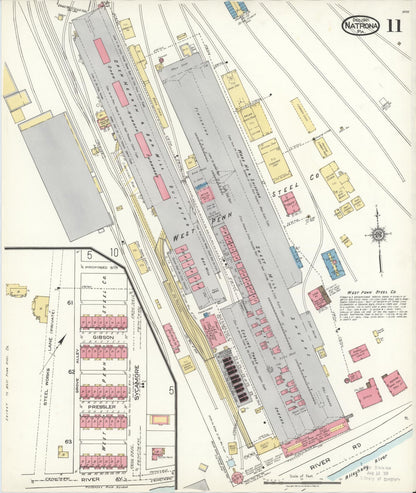 Sanborn Fire Insurance Map from Natrona, Allegheny County, Pennsylvania (1921), Sheet #0011 - Historic Sanborn Fire Insurance Map Print, vintage old map wall art, antique decor, genealogy gift, Pennsylvania Pennsylvania map