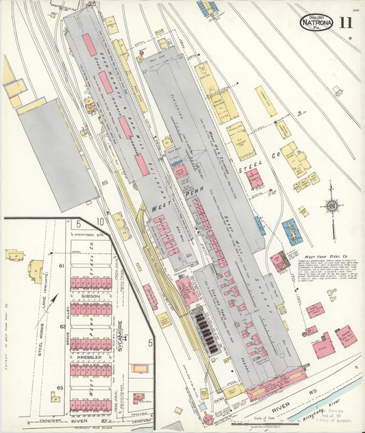 Sanborn Fire Insurance Map from Natrona, Allegheny County, Pennsylvania (1921), Sheet #0011 - Historic Sanborn Fire Insurance Map Print, vintage old map wall art, antique decor, genealogy gift, Pennsylvania Pennsylvania map