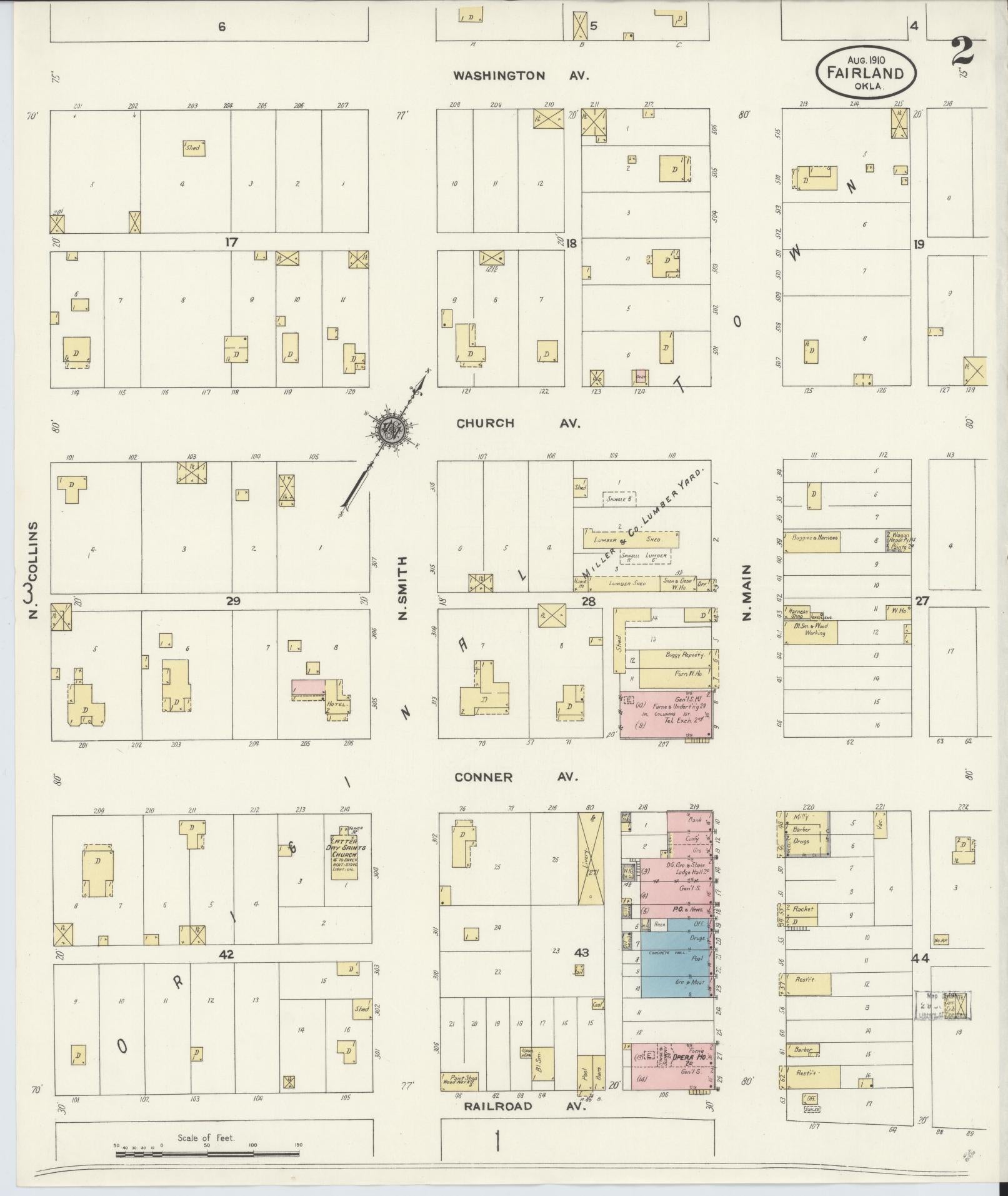 Sanborn Fire Insurance Map from Fairland, Ottawa County, Oklahoma (1910), Sheet #0002 - Complete Map Set gallery image, historic Sanborn map, vintage wall art, Oklahoma Oklahoma