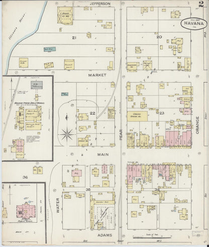 Sanborn Fire Insurance Map from Havana, Mason County, Illinois (1887), Sheet #0002 - Historic Sanborn Fire Insurance Map Print, vintage old map wall art, antique decor, genealogy gift, Illinois Illinois map