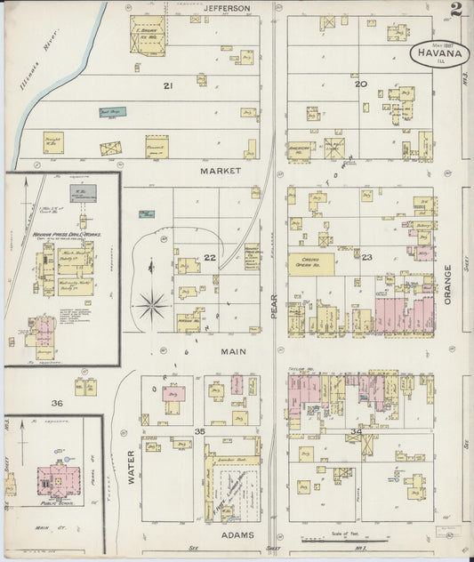 Sanborn Fire Insurance Map from Havana, Mason County, Illinois (1887), Sheet #0002 - Historic Sanborn Fire Insurance Map Print, vintage old map wall art, antique decor, genealogy gift, Illinois Illinois map