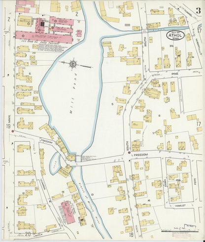 Sanborn Fire Insurance Map from Athol, Worcester County, Massachusetts (1917), Sheet #0003 - Complete Map Set gallery image, historic Sanborn map, vintage wall art, Massachusetts Massachusetts