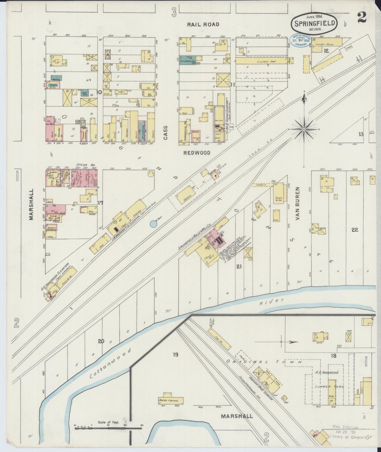 Sanborn Fire Insurance Map from Springfield, Brown County, Minnesota (1894), Sheet #0002 - Complete Map Set gallery image, historic Sanborn map, vintage wall art, Minnesota Minnesota