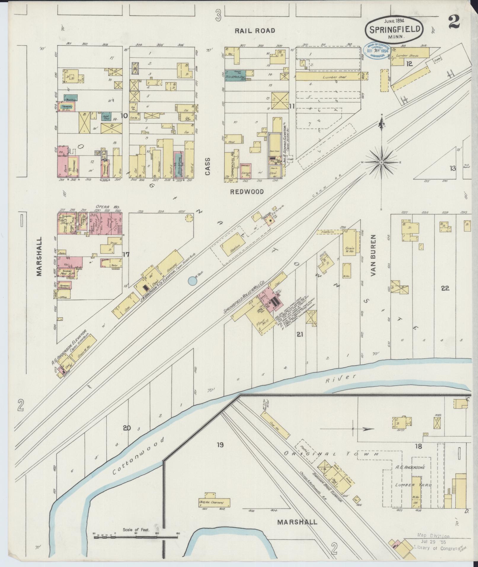 Sanborn Fire Insurance Map from Springfield, Brown County, Minnesota (1894), Sheet #0002 - Complete Map Set gallery image, historic Sanborn map, vintage wall art, Minnesota Minnesota