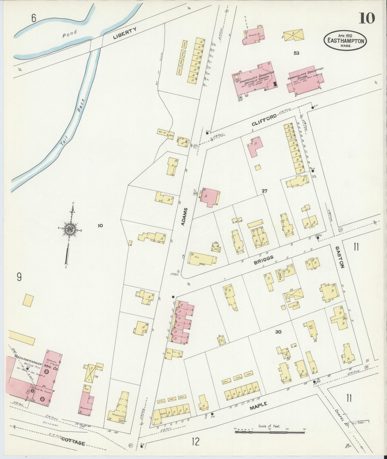 Sanborn Fire Insurance Map from East Hampton, Hampshire County, Massachusetts (1910), Sheet #0010 - Complete Map Set gallery image, historic Sanborn map, vintage wall art, Massachusetts Massachusetts