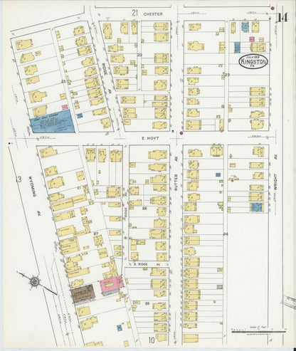 Sanborn Fire Insurance Map from Kingston, Luzerne County, Pennsylvania (1919), Sheet #0014 - Historic Sanborn Fire Insurance Map Print, vintage old map wall art, antique decor, genealogy gift, Pennsylvania Pennsylvania map