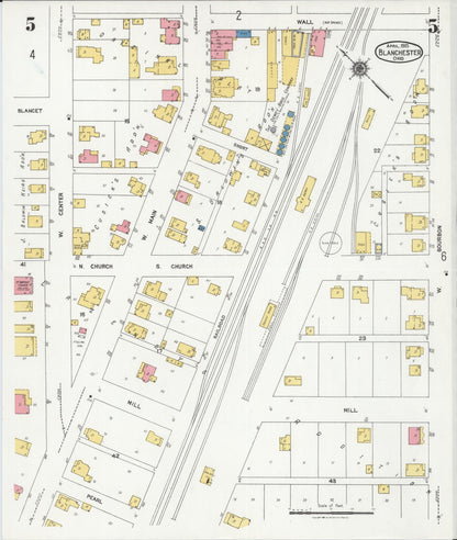 Sanborn Fire Insurance Map from Blanchester, Clinton County, Ohio (1925), Sheet #0005 - Complete Map Set gallery image, historic Sanborn map, vintage wall art, Ohio Ohio
