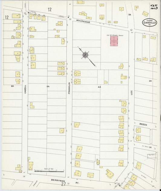 Sanborn Fire Insurance Map from Danville, Independent Cities, Virginia (1910), Sheet #0025 - Historic Sanborn Fire Insurance Map Print, vintage old map wall art, antique decor, genealogy gift, Virginia Virginia map